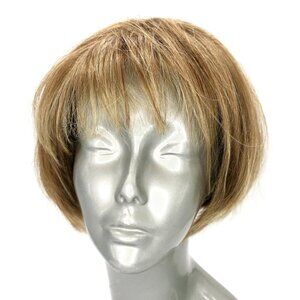 Noriko Wig Cory Strawberry Swirl Synthetic Bob Bangs Basic Cap Honey Blonde